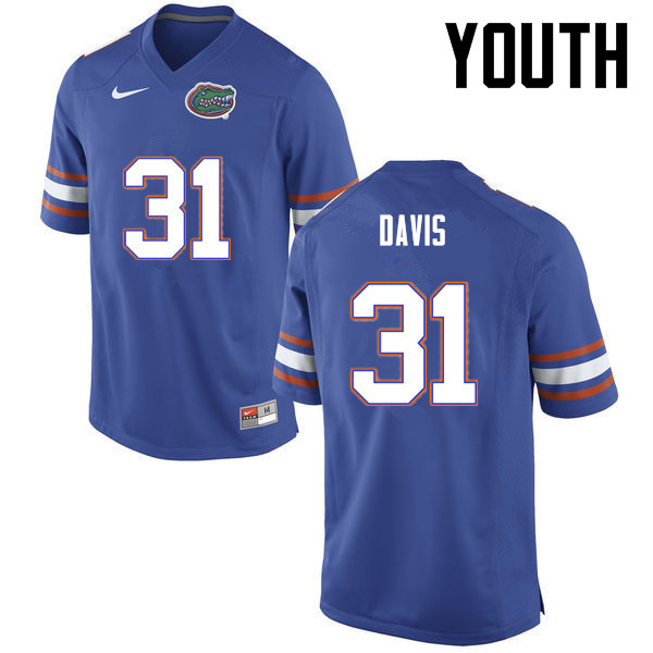 Youth Florida Gators #31 Shawn Davis College Football Jerseys-Blue - Click Image to Close